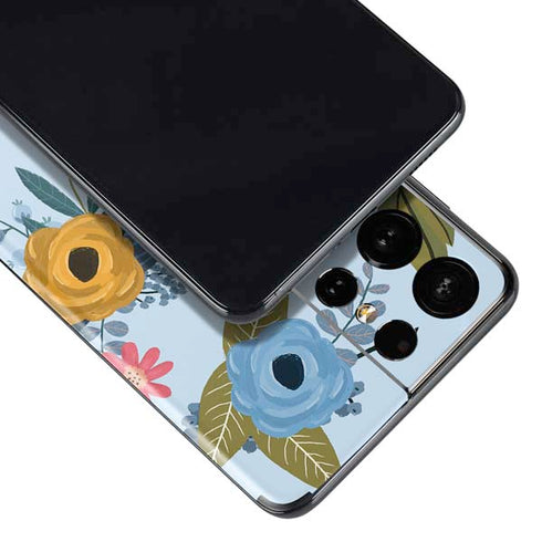 Blue Fall Flowers Galaxy S21 Ultra 5G Skin